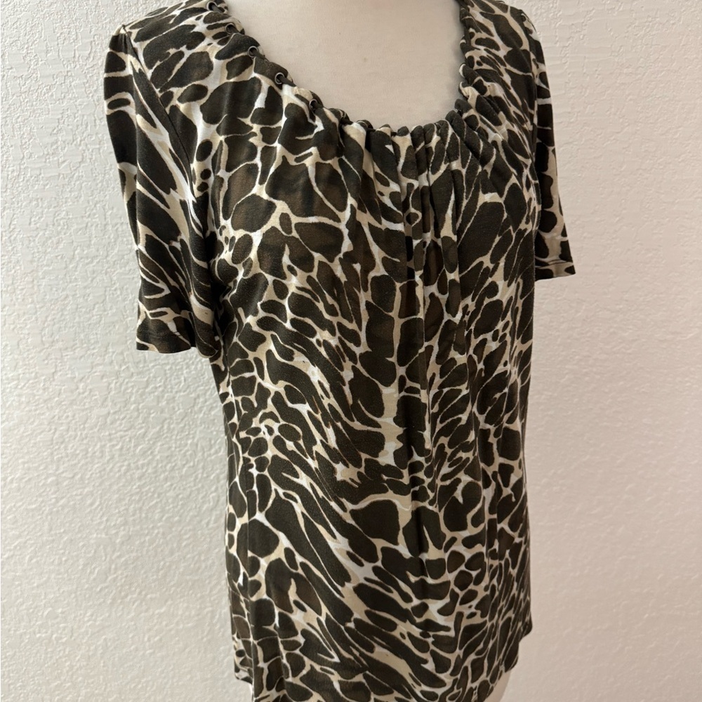Laurel by Escada Vintage Animal Print Blouse Size 6 Designer Chic - Picture 5 of 13